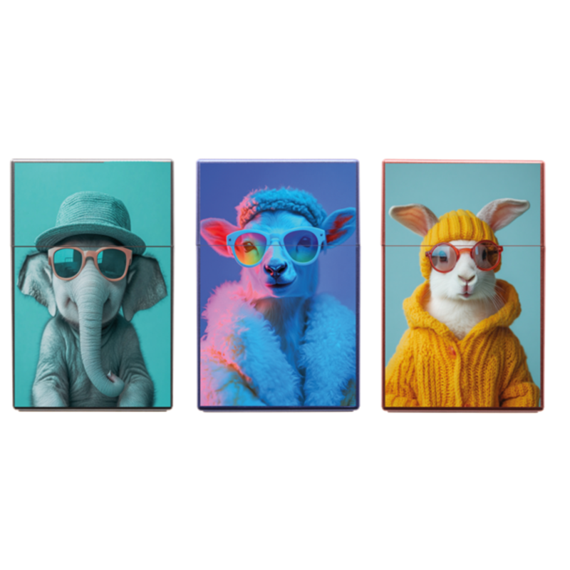 Boite étui paquet 20 cig 85mm plastique décors Animaux fashion 12/240