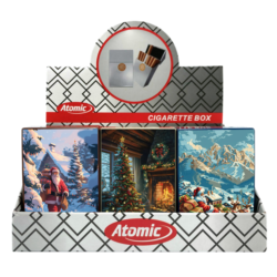 Boite étui paquet 20 cig 85mm plastique décors Noel 12/240