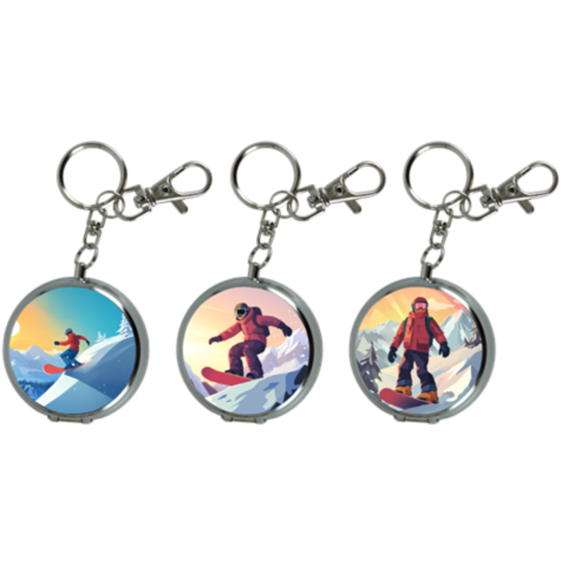 Cendrier de poche porte-cles métal décors Ski Montagne 12/240