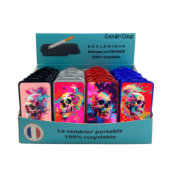 24 CendriClop le cendrier portable 100% recyclable décors Skull paint