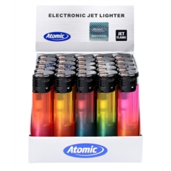Briquet Atomic jet flamme rubber 2 Tons assortis 25/500