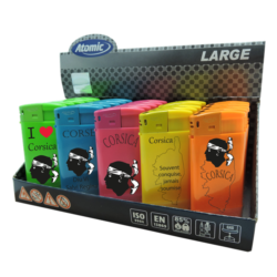 Briquet Atomic large plastique néon décors Love Corsica