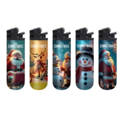 Briquet pierre FLS jetable décors Noël 2 assortis 25/1000