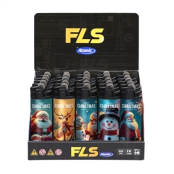 Briquet pierre FLS jetable décors Noël 2 assortis 25/1000