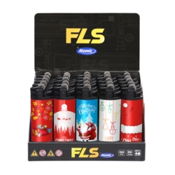 Briquet pierre FLS jetable décors Noël 3 assortis 25/1000