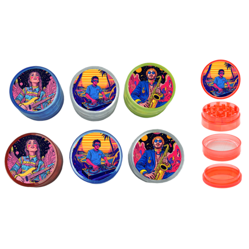 Broyeur à tabac plastique 50mm 4 parts décors Music psychedelic12/240