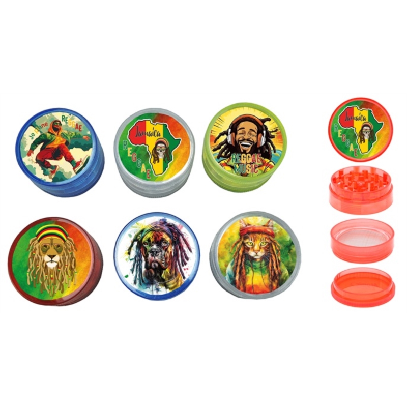 Broyeur à tabac plastique 50mm 4 parts décors Rasta II 12/240