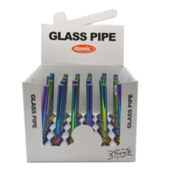 Pipe à tabac en verre 13 cm 4 Rainbow top chromé 24/288