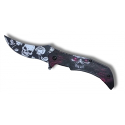Couteau Skull rose violet/noir ouverture assistée