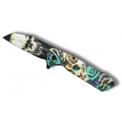Couteau Skull rose vert ouverture assistée
