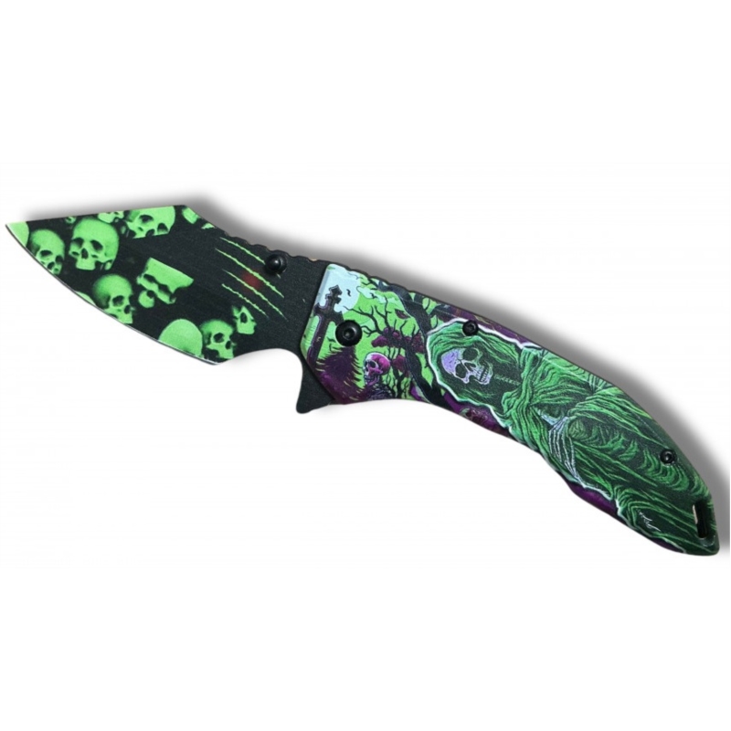 Couteau la Faucheuse vert ouverture assistée