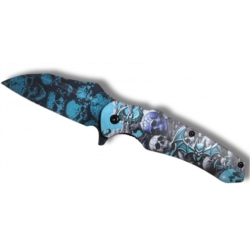 Couteau Bat Skull bleu ouverture assistée