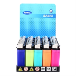 Briquet Atomic pierre jetable semi transparent assortis 50/1000