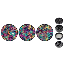 Broyeur à tabac métal noir 50 mm 4 parts Psychedelic 