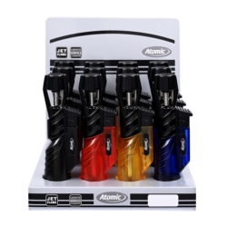 Briquet Atomic jet flamme Boy 4 coloris assortis 12/240