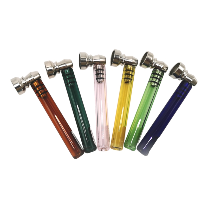 Pipe à tabac en verre 9.5 cm coloris assortis 24/288
