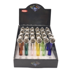 Pipe à tabac en verre 9.5 cm coloris assortis 24/288