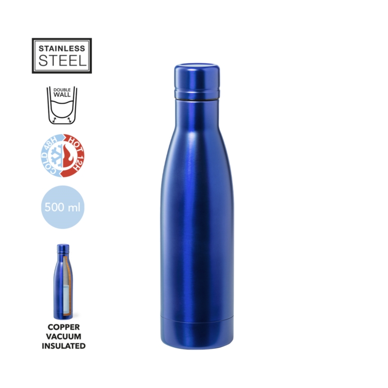 Bouteille 500 ML acier inoxyd. bouchon visé isolation cuivre 1/30