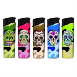 Briquet Atomic électronique recharg. piézo F11 décors Catrina*