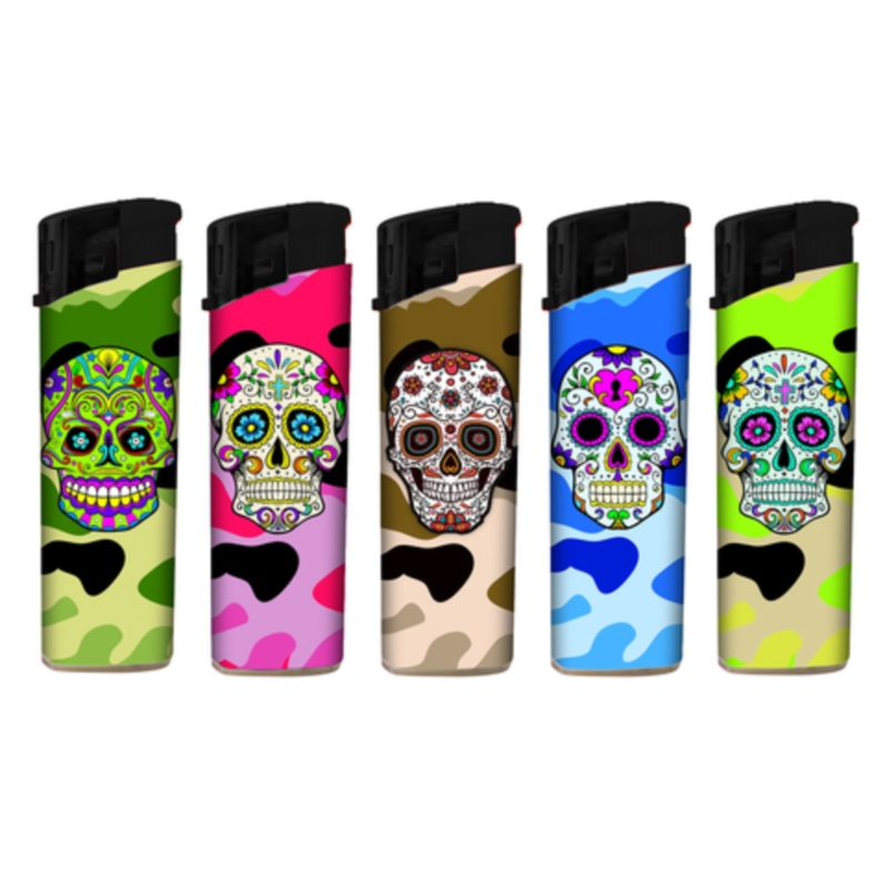 Briquet Atomic électronique recharg. piézo F11 décors Catrina*