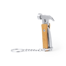 Couteau porte-clés multi-outils acier inoxyd/bois 7 fonctions 1/50