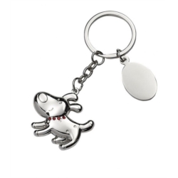 PORTE CLEFS METAL CHIEN AVEC STRASS