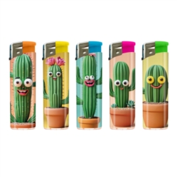 Briquet Atomic électronique recharg. piézo F11 décors Cactus 50/1000