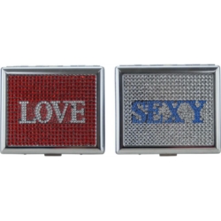 ETUI CIGARETTES METAL CONEY AVEC STRASS DESIGN LOVE 4/160*