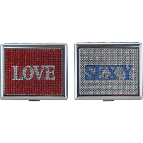 ETUI CIGARETTES METAL CONEY AVEC STRASS DESIGN LOVE 4/160*