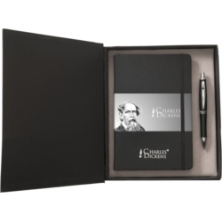 PARURE STYLO BILLE MINE NOIRE + CARNET DE NOTE A5 CHARLES DICKENS