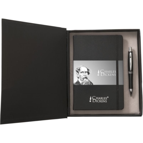 PARURE STYLO BILLE MINE NOIRE + CARNET DE NOTE A5 CHARLES DICKENS