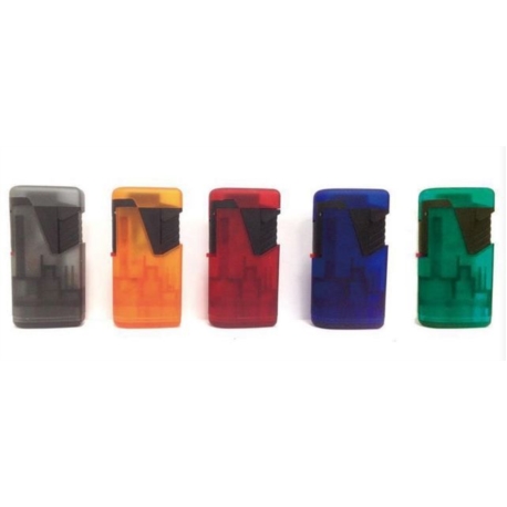 BRIQUET ATOMIC DOUBLE JET FLAMME RUBBER GIVRES ASSORTIS 25/500