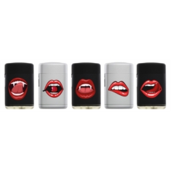 Briquet Atomic jet flamme gomme noir décors Bouche vampire 25/500