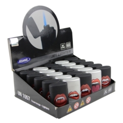 Briquet Atomic jet flamme gomme noir décors Bouche vampire 25/500