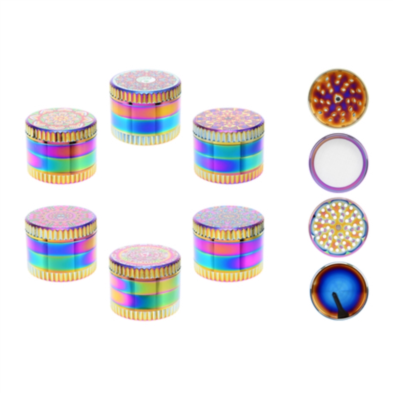Broyeur tabac métal Ø63mm 4 parts Rainbow 6/120