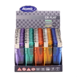 BRIQUET ATOMIC FLAT RECHARGEABLE 5 COLORIS TRANSPARENTS 50/1000