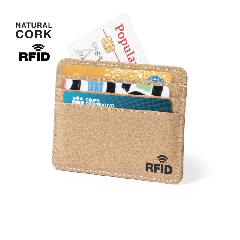 Porte cartes liège naturel RFID 6 compartiments 10.5 cm 1/50