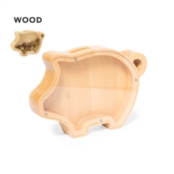Tirelire en bois forme Cochon 17.5x12.5x3 cm 1/10