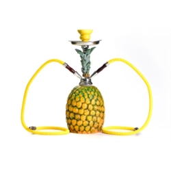 NARGUILE 45 CM 2 TUBES FORME ANANAS JAUNE 1/12