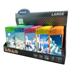 Briquet Atomic Large élect plastique néons Cyclades I 25/500