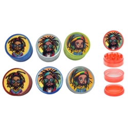 Broyeur à tabac plastique 50mm 4 parts décors Rasta Music II 12/240