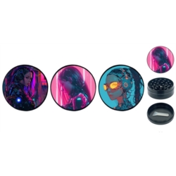 Broyeur à tabac en métal noir 50mm 3 parts décors Futuristes 6/120