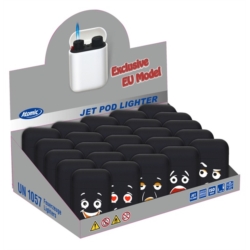 Briquet Atomic Jet Pod jet flamme noir rubber décors Mood