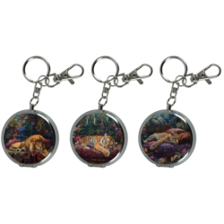 Cendrier de poche porte clés métal décor Félins hippie 12/240