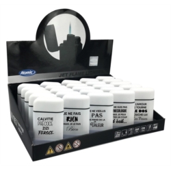 Briquet Atomic jet flamme gomme Scuba blanc décors Expressions 25/500