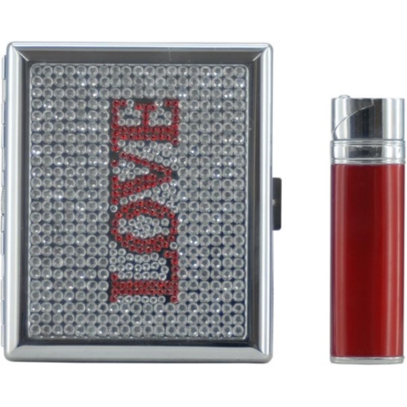 BRIQUET + ETUI CIGARETTES LOVE SWAROVSKIS COLTON 12/120*