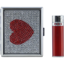 BRIQUET + ETUI CIGARETTES HEART SWAROVSKIS COLTON 12/120*