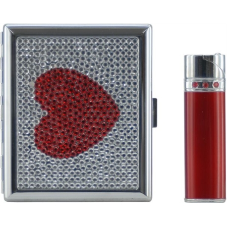 BRIQUET + ETUI CIGARETTES HEART SWAROVSKIS COLTON 12/120*