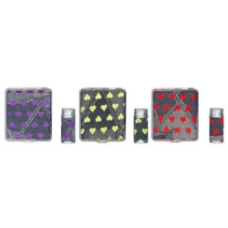 ETUI CIGARETTES + BRIQUET RIVIERA DECORS COEURS 12/240*