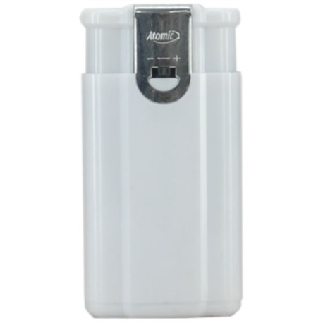 BRIQUET ATOMIC 2 FLAMMES TURBO/PIEZO BLANC OPAQUE 25/800*